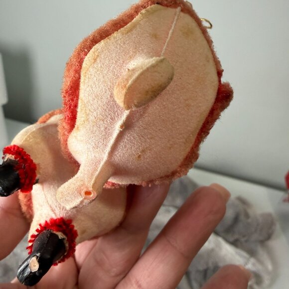 VTG Santa & Mrs Claus Flocked Plastic Christmas Ornaments Blow Mold 1960s - Picture 9 of 14